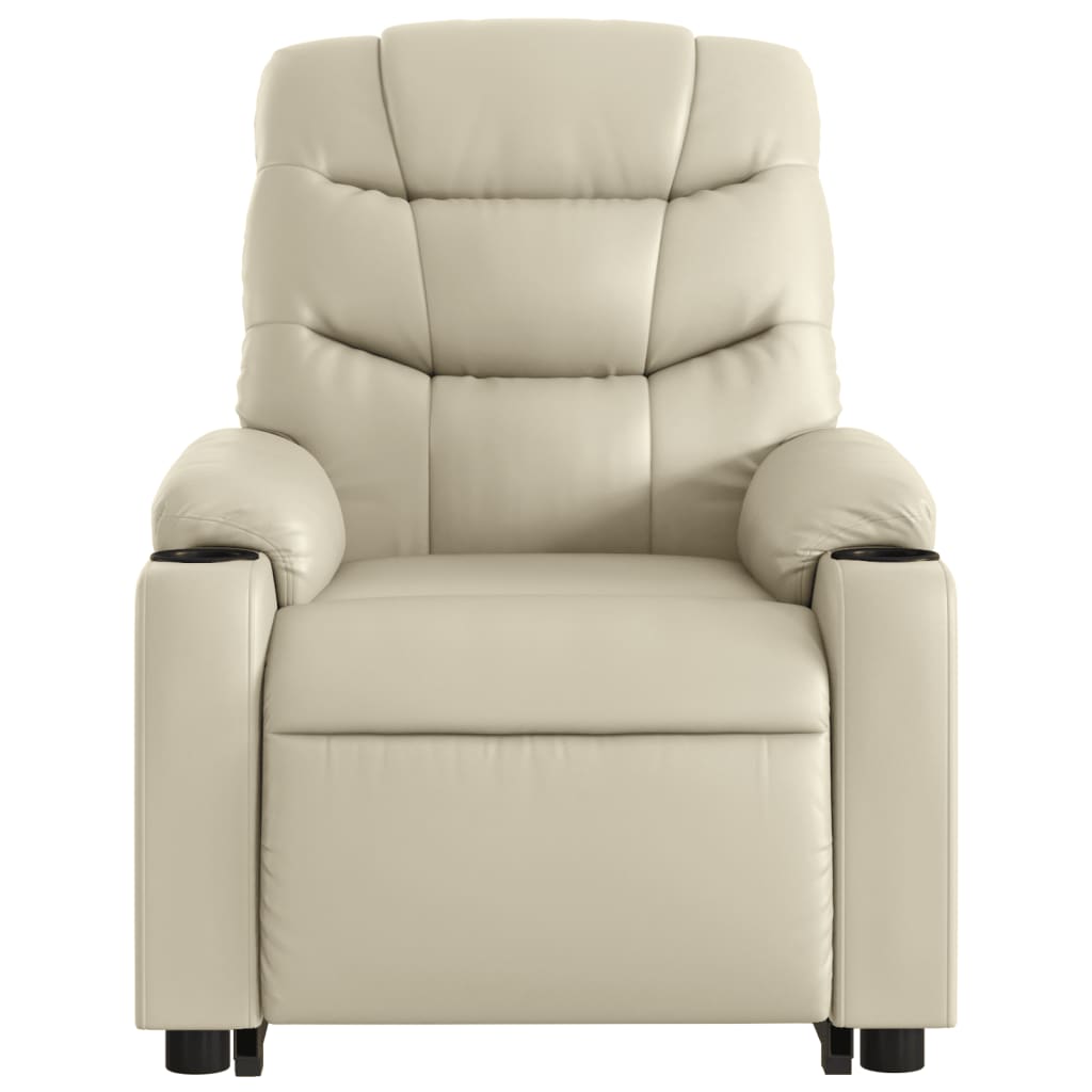 Fauteuil inclinable électrique crème similicuir