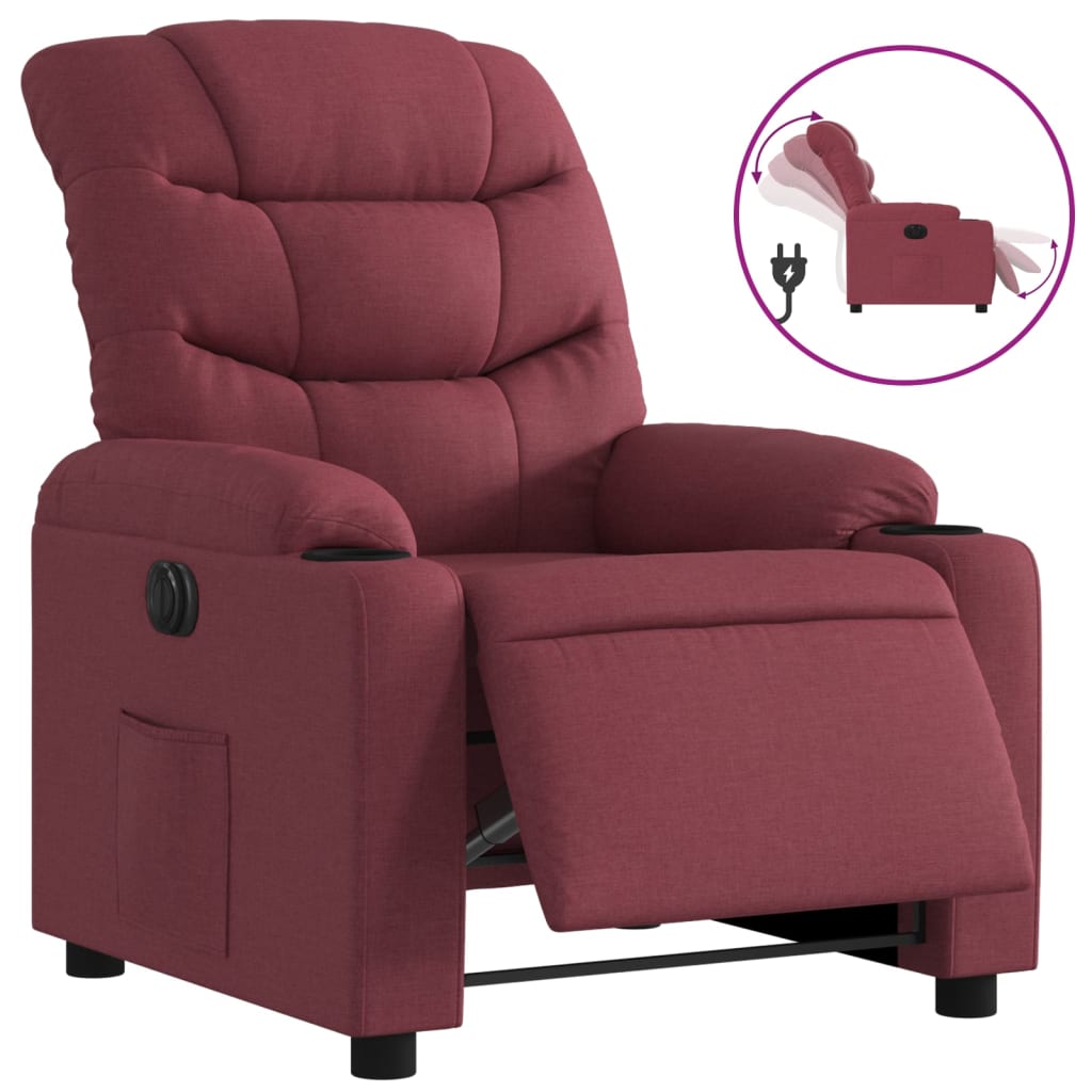 Fauteuil inclinable électrique Rouge bordeaux Tissu