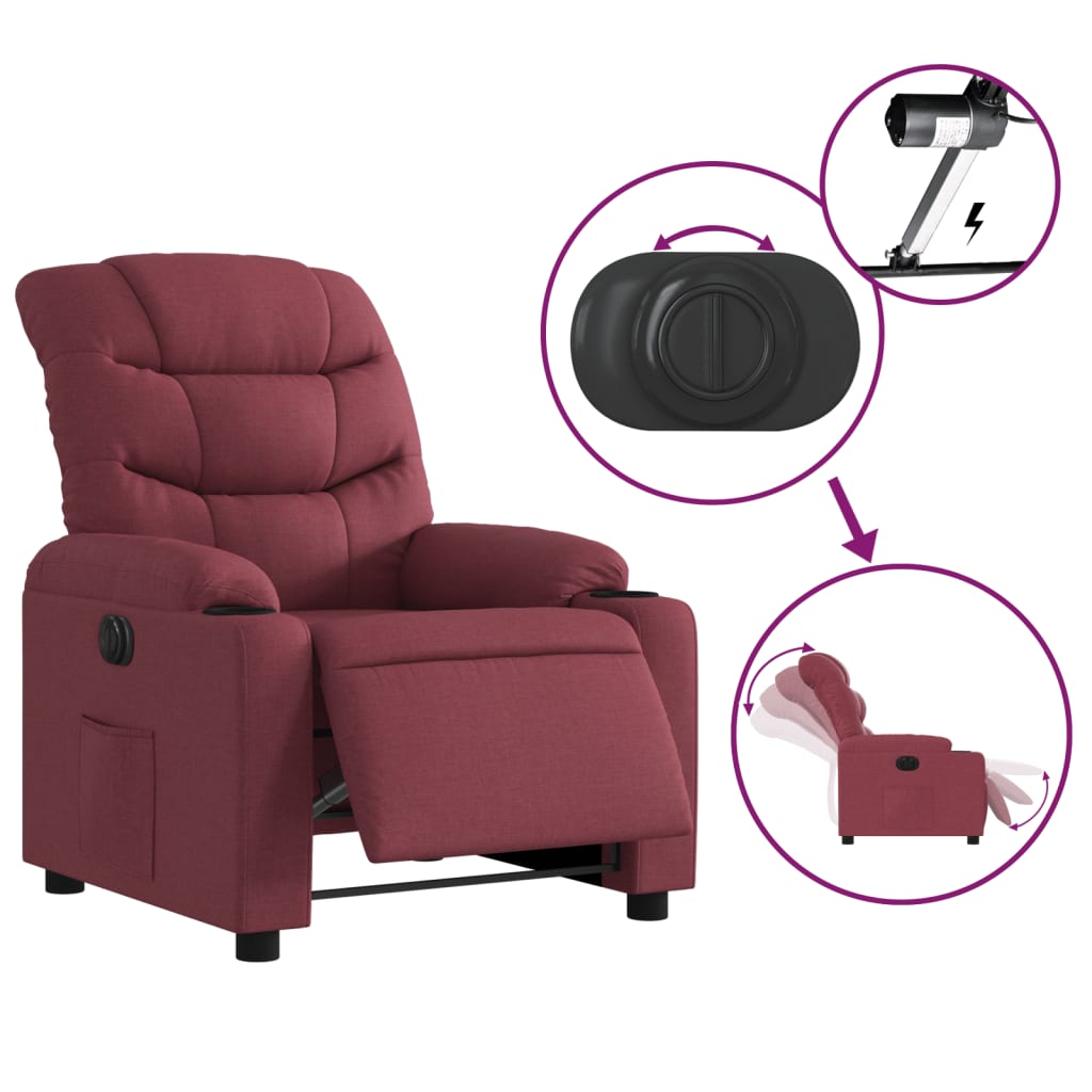 Fauteuil inclinable électrique Rouge bordeaux Tissu