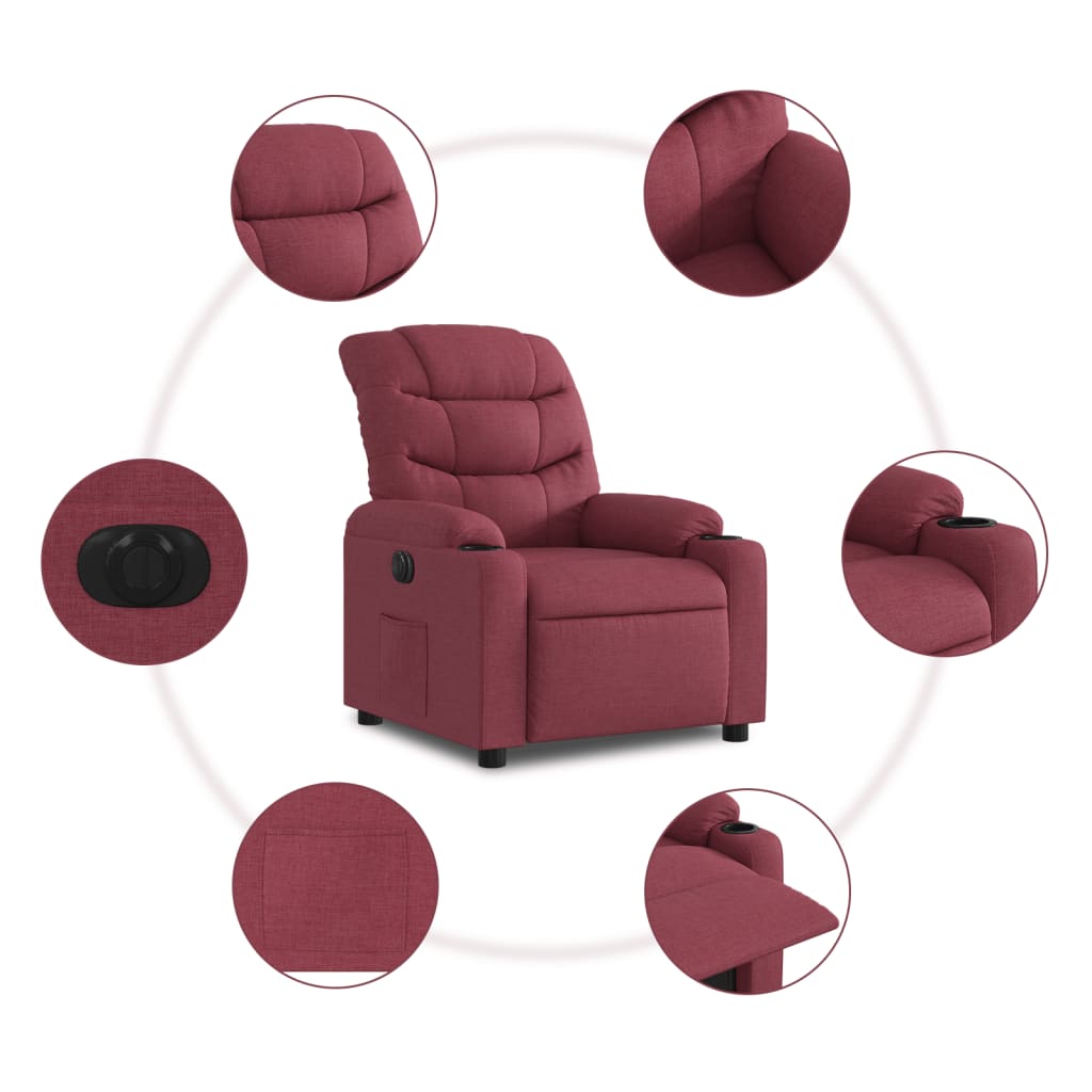 Fauteuil inclinable électrique Rouge bordeaux Tissu