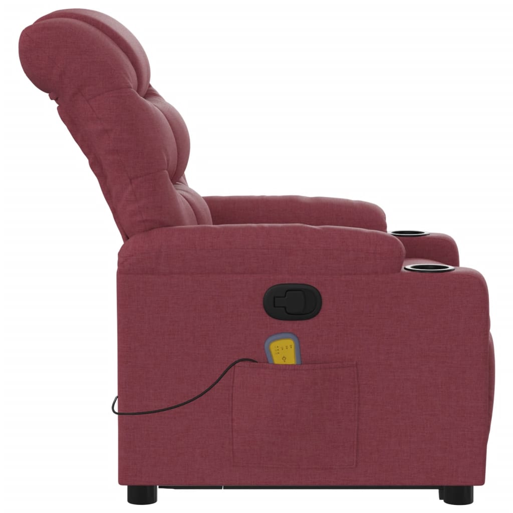 Fauteuil inclinable de massage Rouge bordeaux Tissu