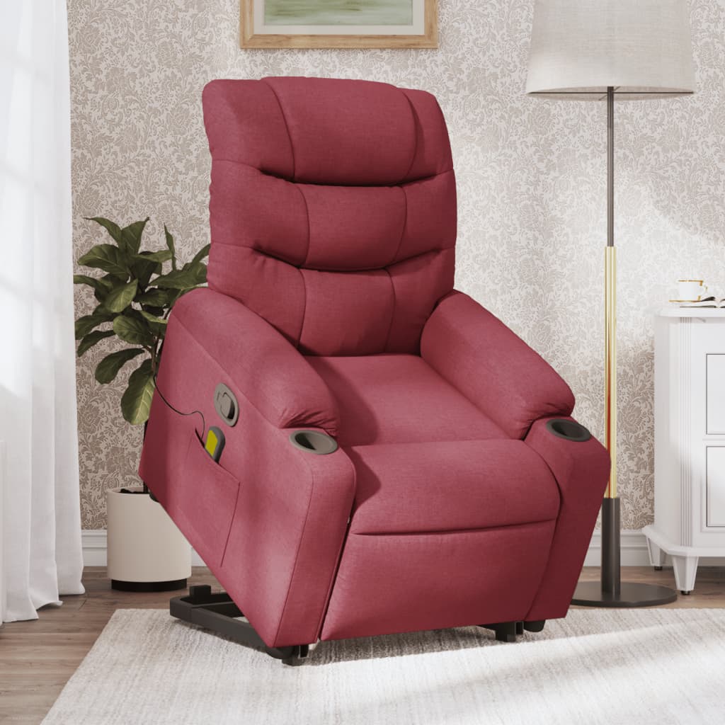 Fauteuil inclinable de massage Rouge bordeaux Tissu