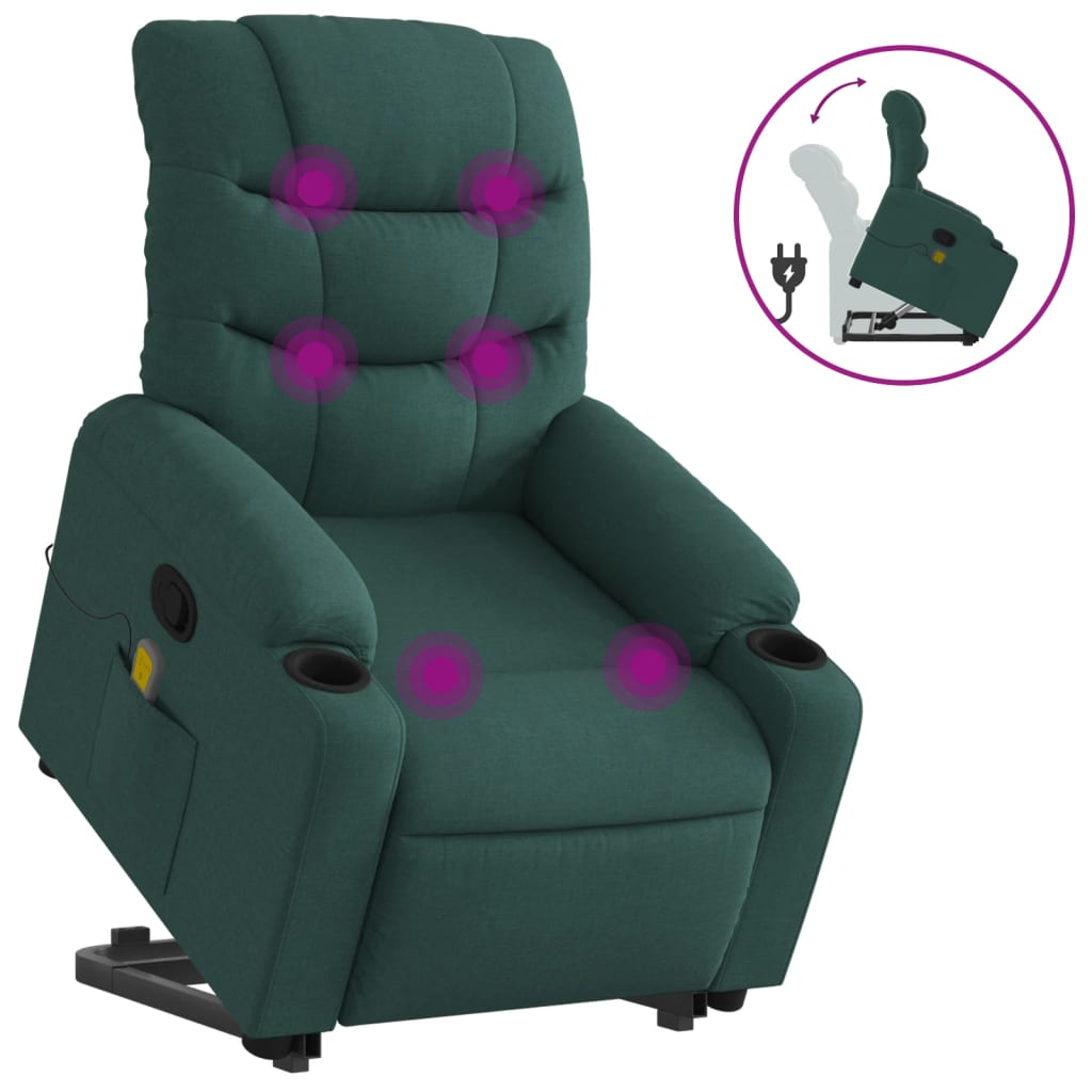 Fauteuil inclinable de massage Vert foncé Tissu