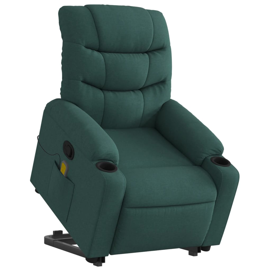 Fauteuil inclinable de massage Vert foncé Tissu