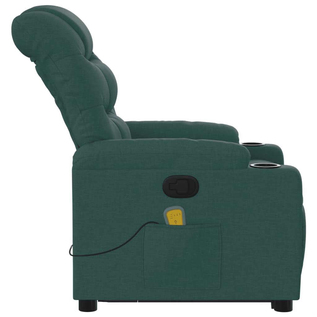 Fauteuil inclinable de massage Vert foncé Tissu