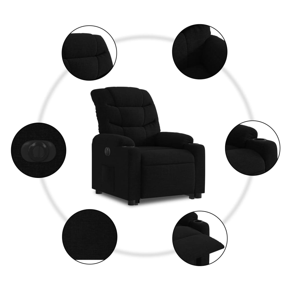 Fauteuil inclinable électrique noir tissu