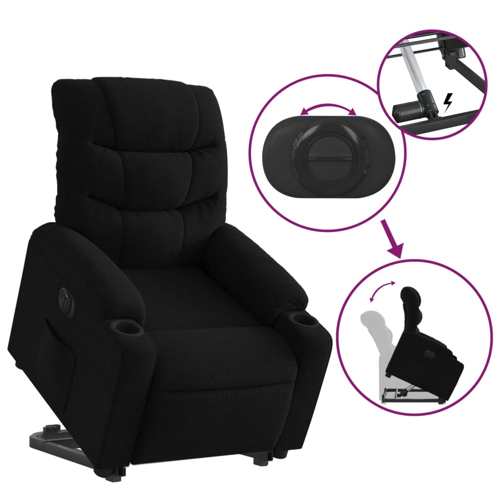 Fauteuil inclinable électrique noir tissu