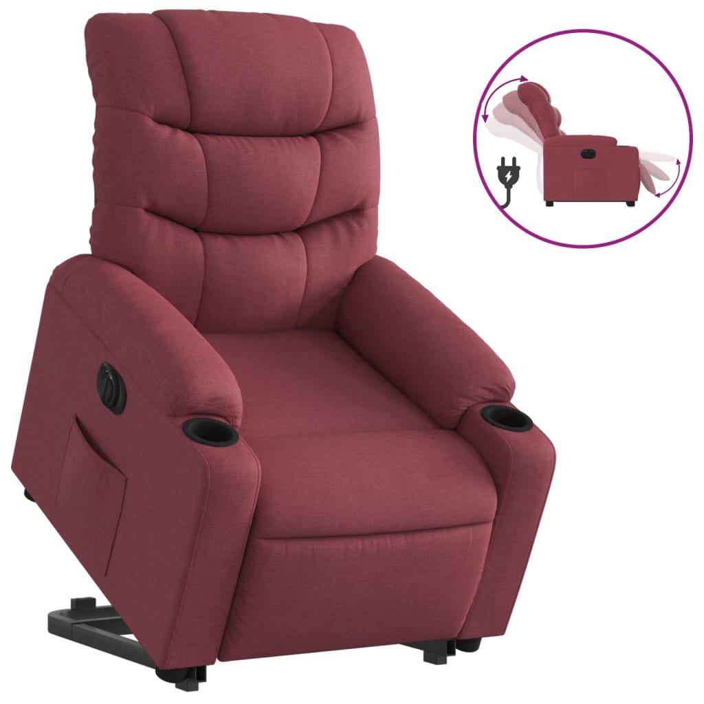 Fauteuil inclinable électrique rouge bordeaux tissu