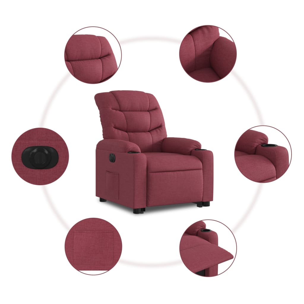 Fauteuil inclinable électrique rouge bordeaux tissu