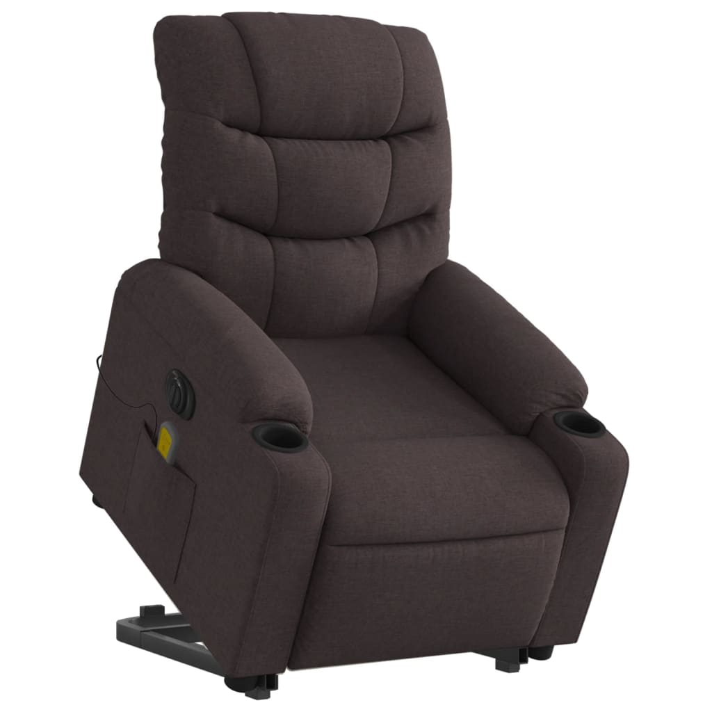 Fauteuil inclinable de massage électrique Marron foncé Tissu