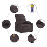 Fauteuil inclinable de massage électrique Marron foncé Tissu