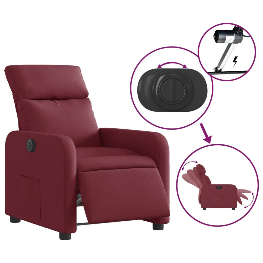 Fauteuil inclinable électrique Rouge bordeaux Tissu