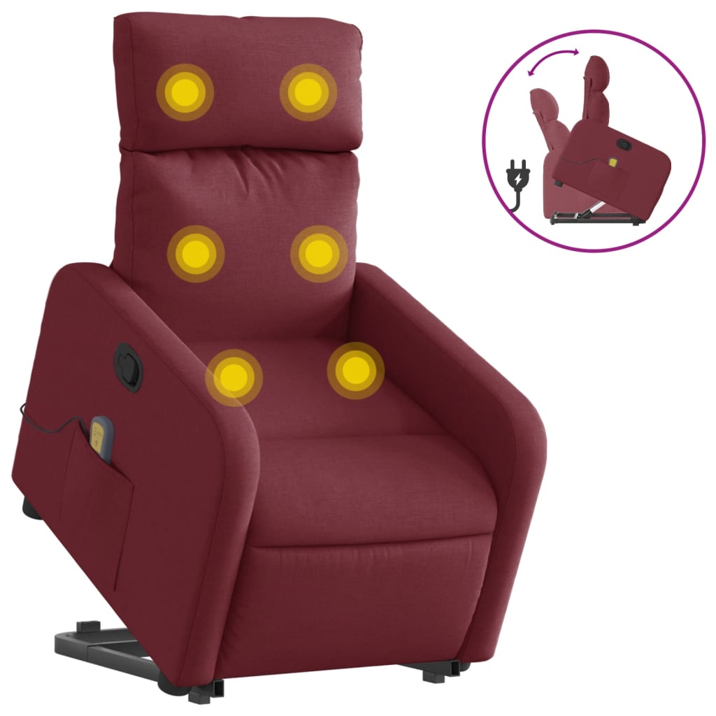 Fauteuil inclinable de massage Rouge bordeaux Tissu