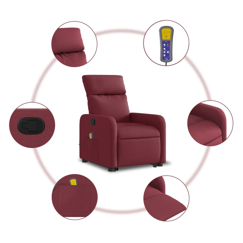 Fauteuil inclinable de massage Rouge bordeaux Tissu