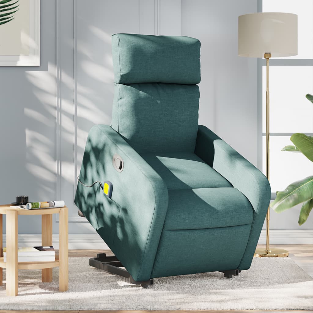 Fauteuil inclinable de massage Vert foncé Tissu