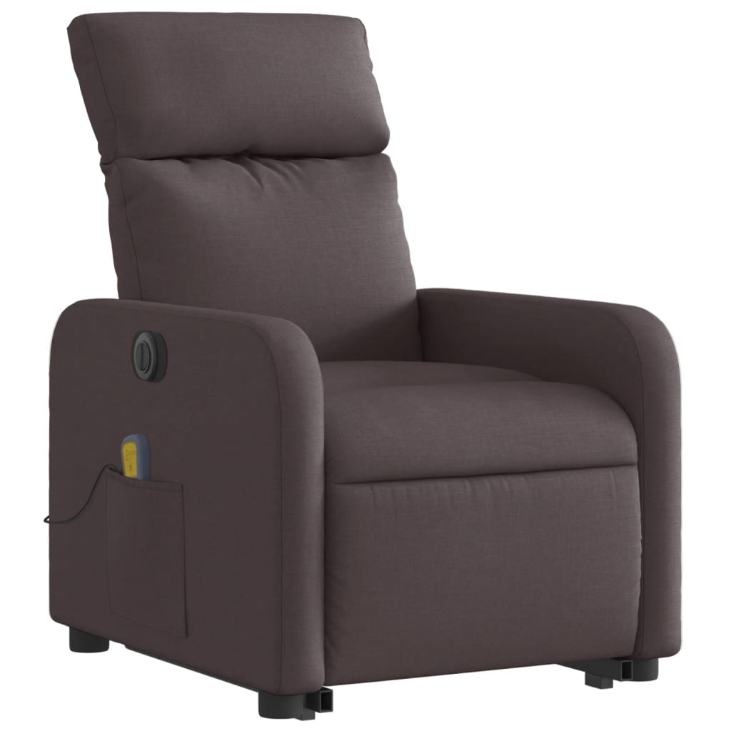 Fauteuil inclinable de massage électrique Marron foncé Tissu