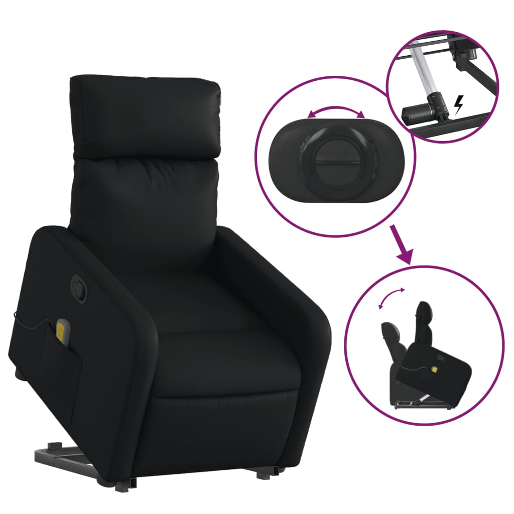 Fauteuil inclinable de massage Noir Similicuir