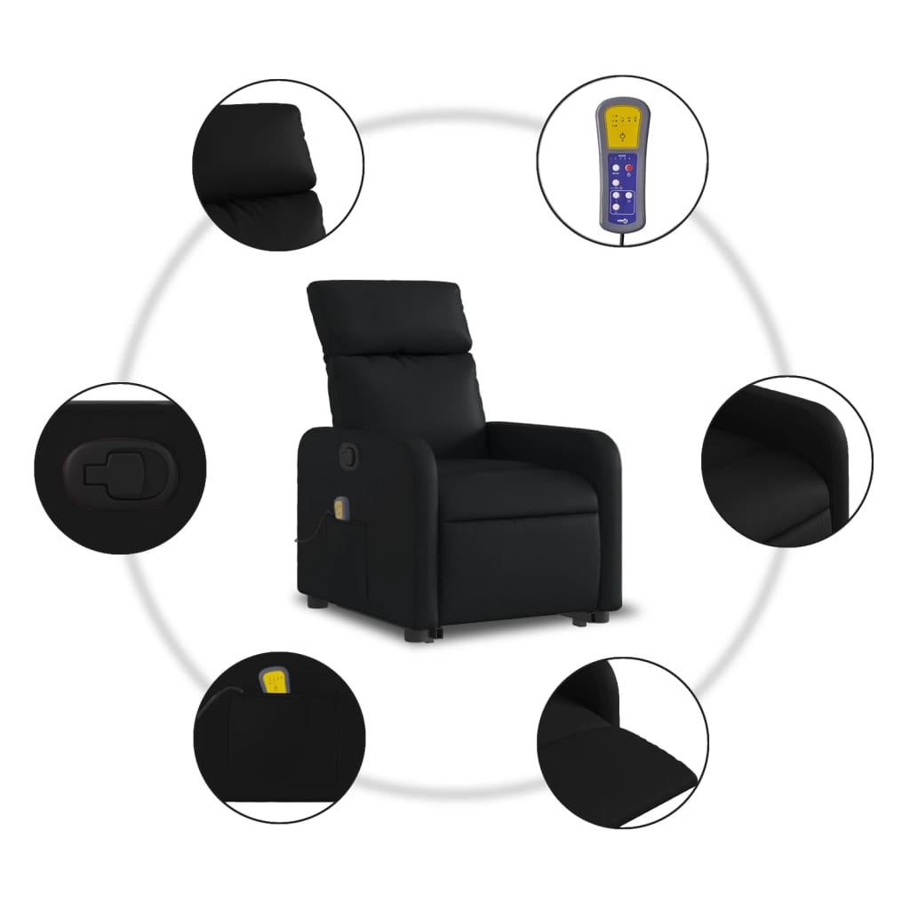 Fauteuil inclinable de massage Noir Similicuir