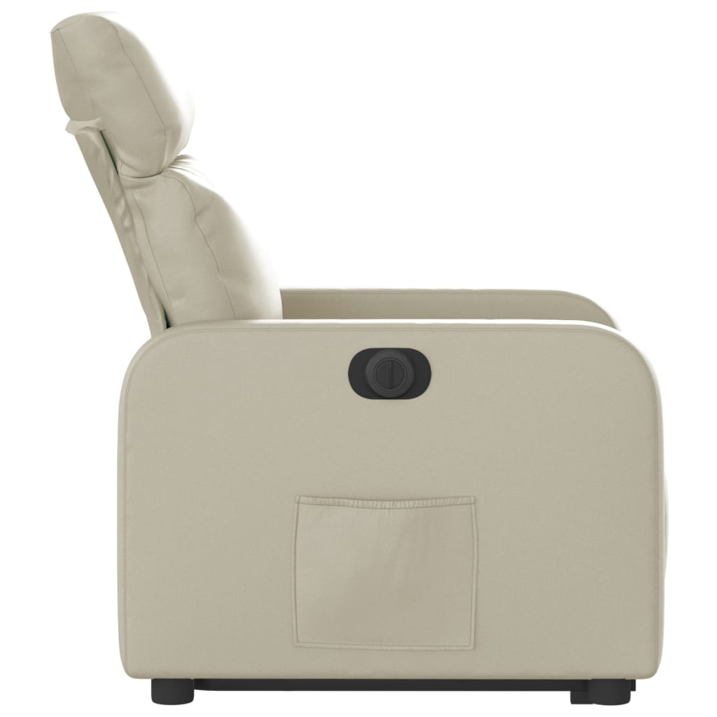 Fauteuil inclinable électrique crème similicuir