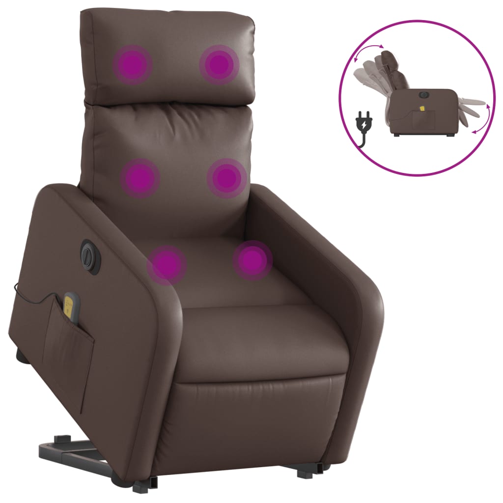 Fauteuil inclinable de massage électrique marron similicuir