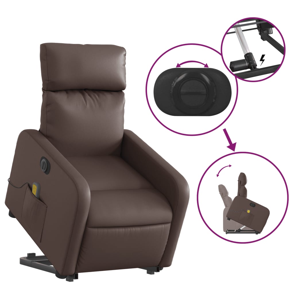 Fauteuil inclinable de massage électrique marron similicuir