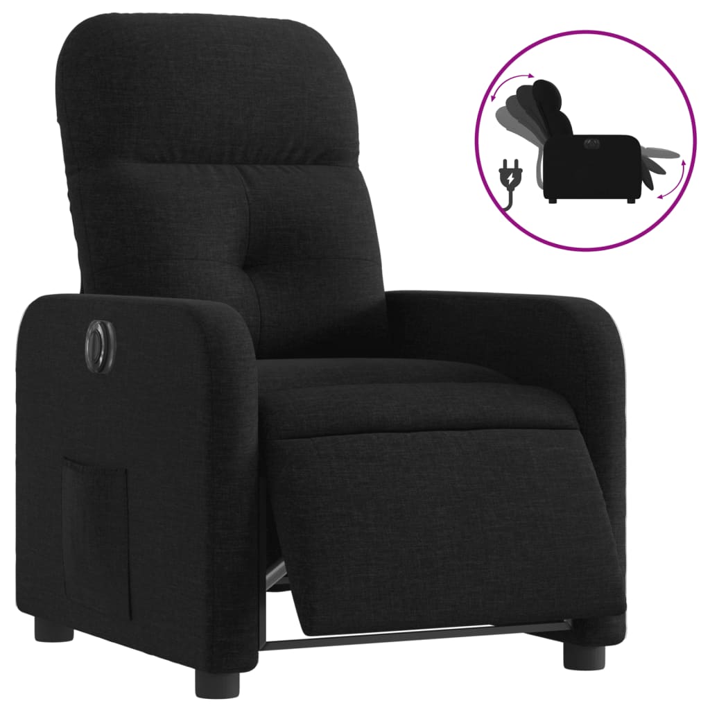 Fauteuil inclinable électrique Noir Tissu