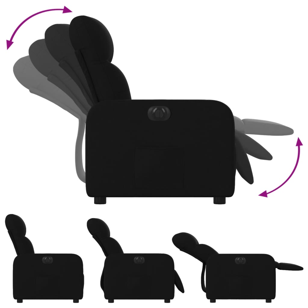 Fauteuil inclinable électrique Noir Tissu