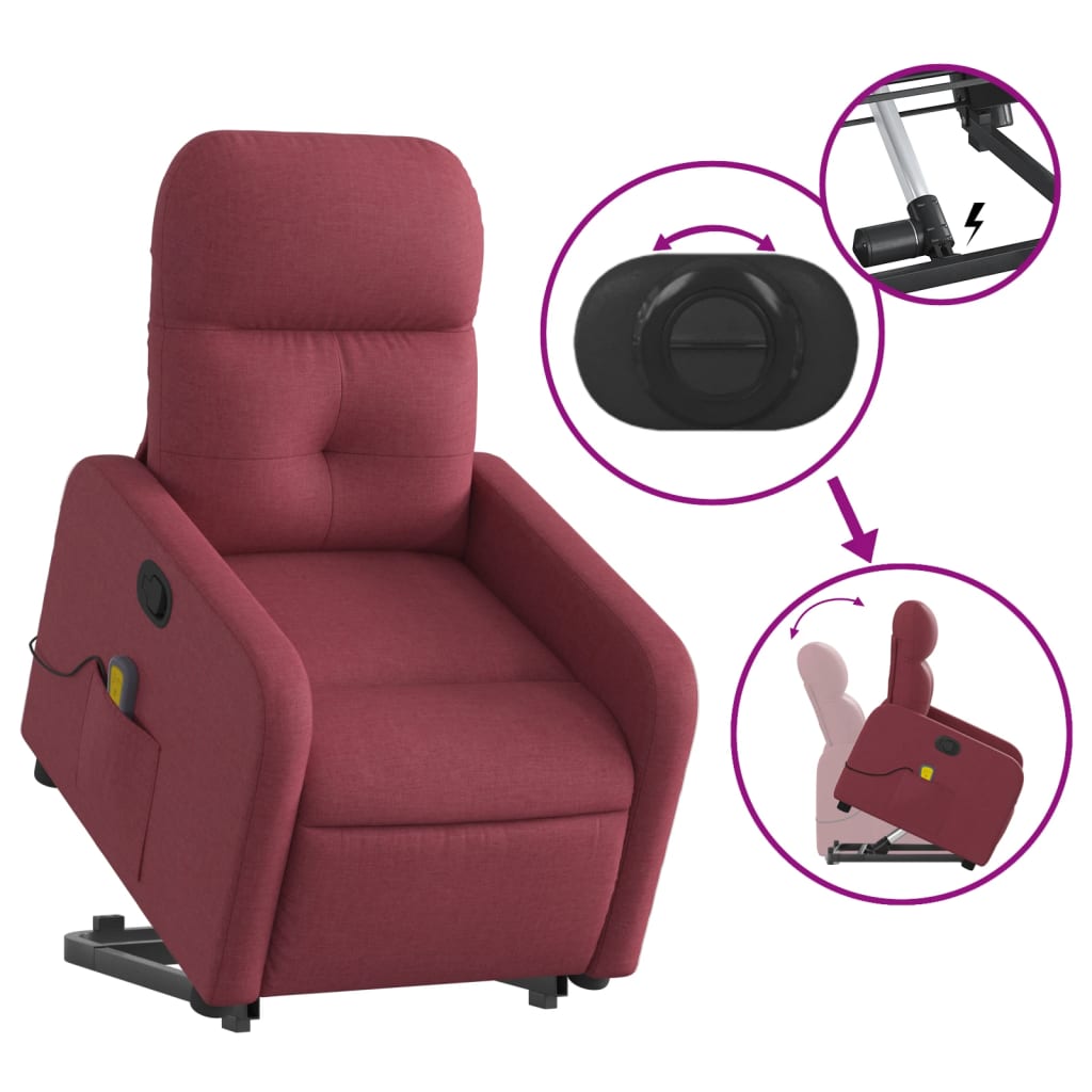 Fauteuil inclinable de massage Rouge bordeaux Tissu