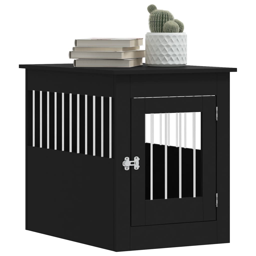 Meuble de cage pour chiens noir 55x80x68 cm bois d'ingénierie