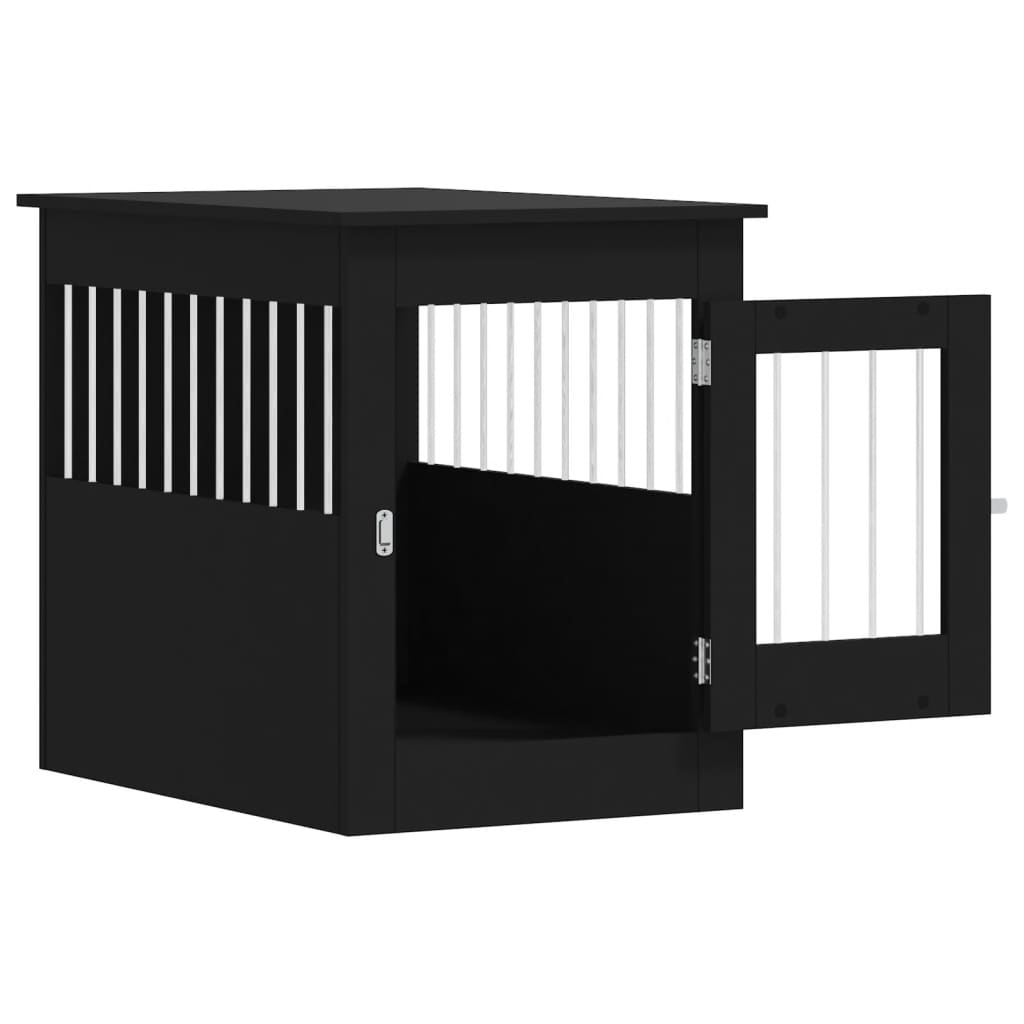 Meuble de cage pour chiens noir 55x80x68 cm bois d'ingénierie