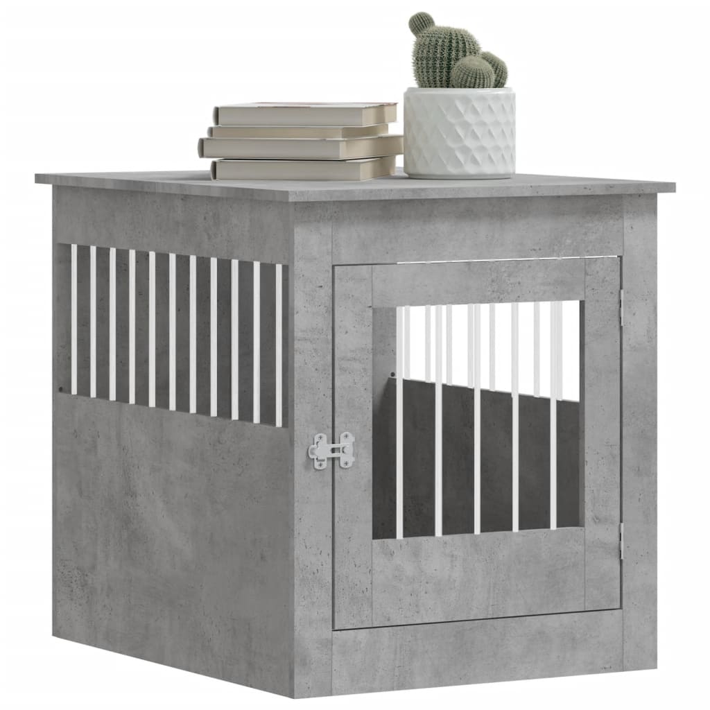 Meuble de cage pour chiens gris béton 64,5x80x71 cm