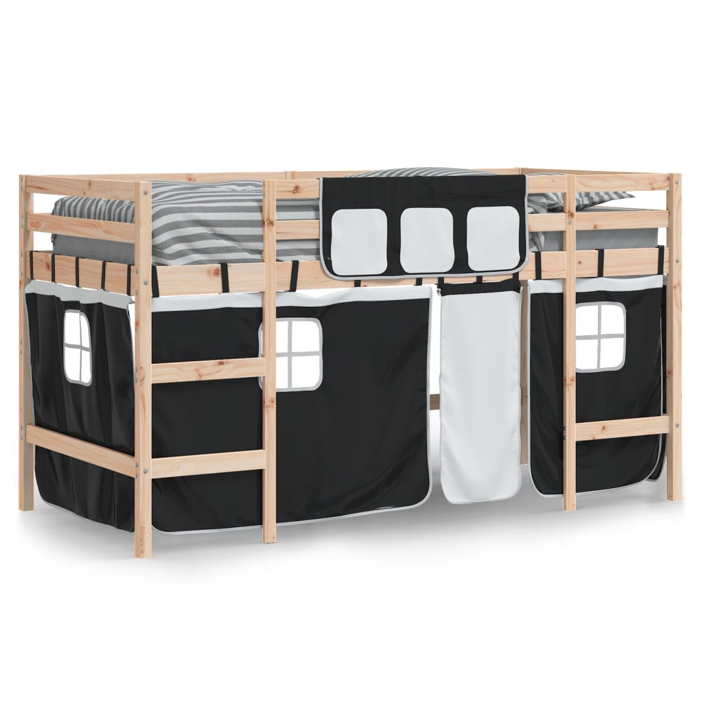 Lit mezzanine pour enfants avec rideaux sans matelas 80x200 cm