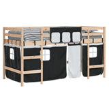 Lit mezzanine pour enfants avec rideaux sans matelas 80x200 cm