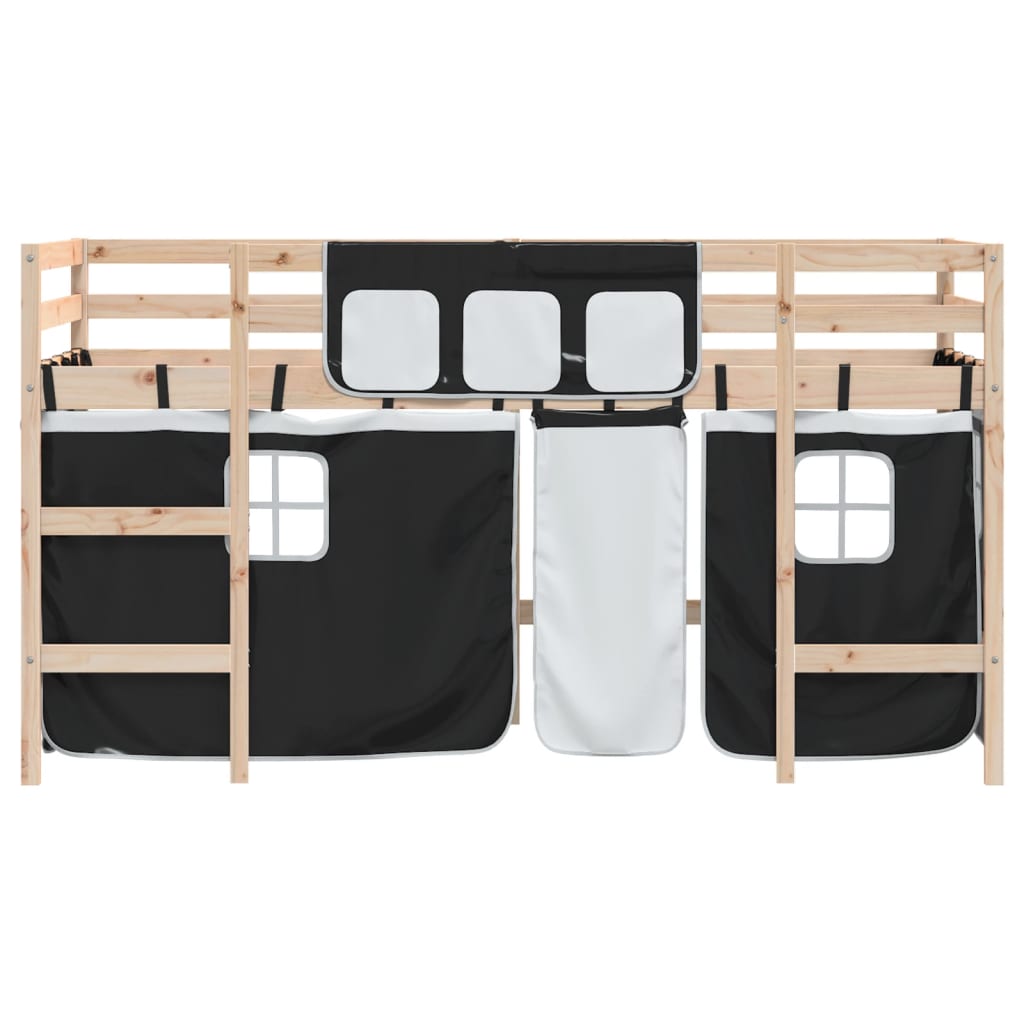 Lit mezzanine pour enfants avec rideaux sans matelas 80x200 cm