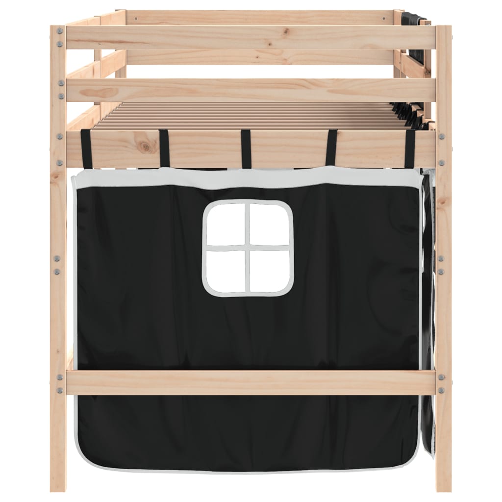 Lit mezzanine pour enfants avec rideaux sans matelas 80x200 cm