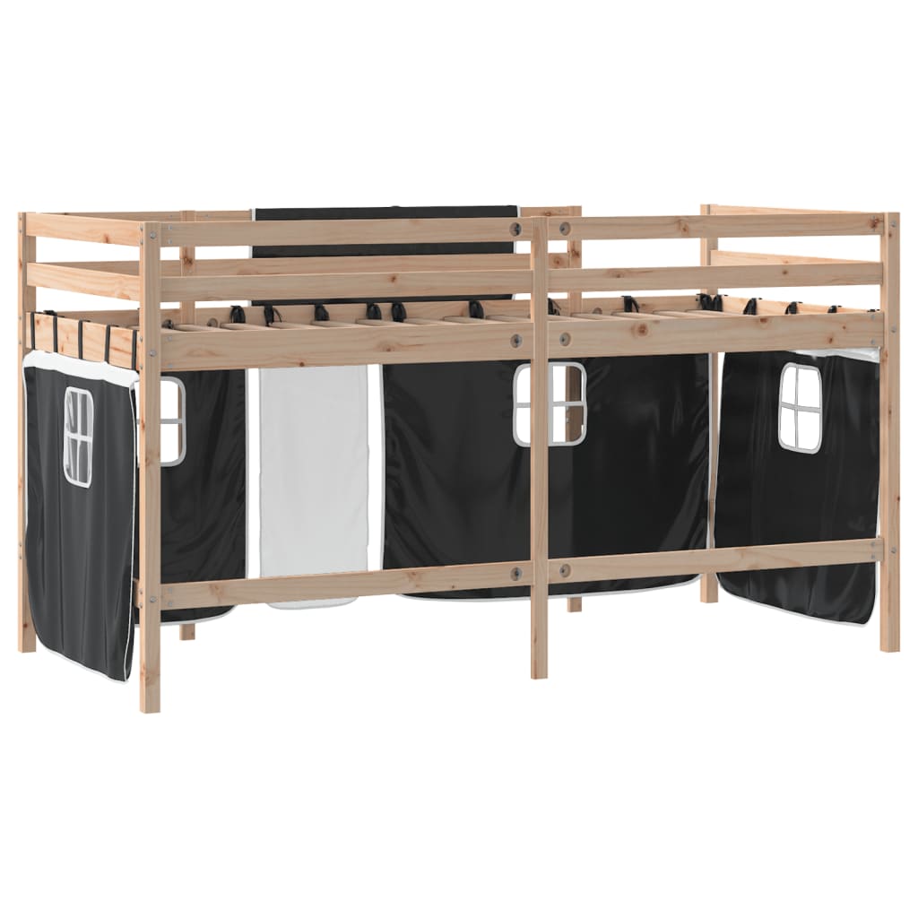 Lit mezzanine pour enfants avec rideaux sans matelas 80x200 cm