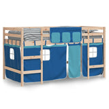 Lit mezzanine enfants avec rideaux sans matelas bleu 80x200cm