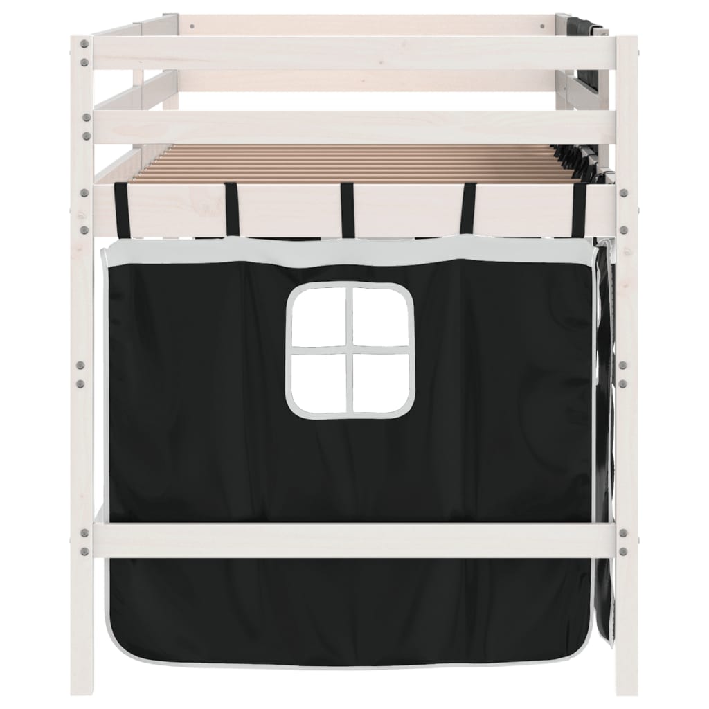 Lit mezzanine pour enfants avec rideaux sans matelas 80x200 cm