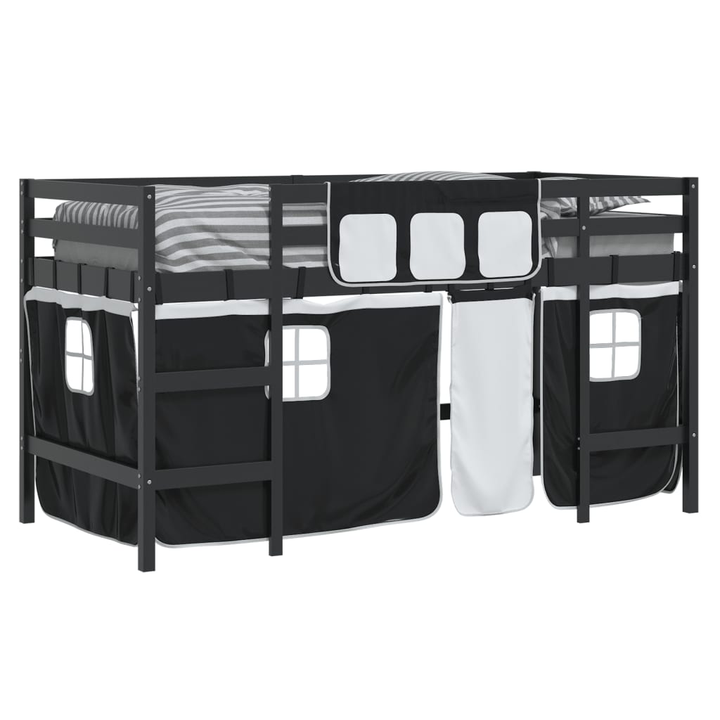 Lit mezzanine pour enfants avec rideaux sans matelas 80x200 cm