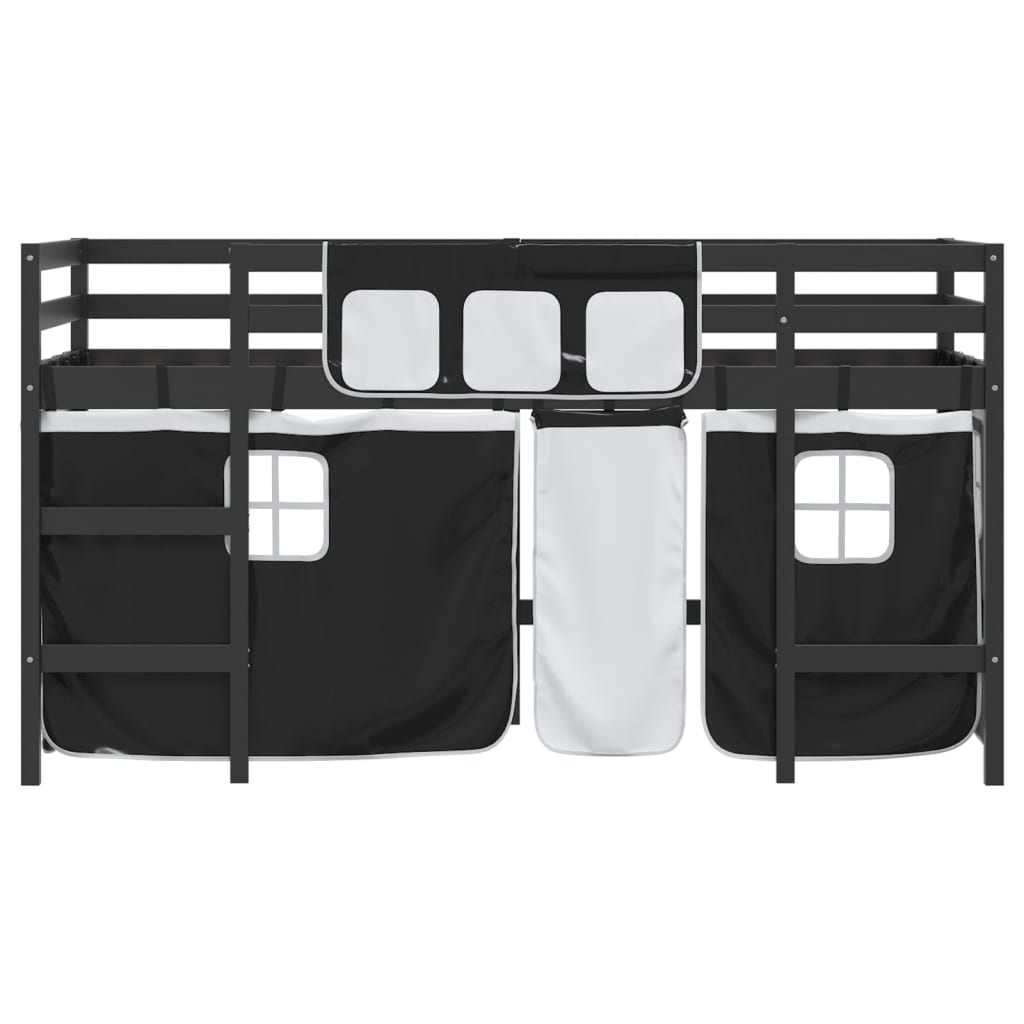 Lit mezzanine pour enfants avec rideaux sans matelas 80x200 cm