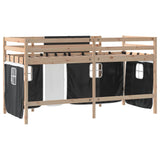 Lit mezzanine enfants avec rideaux sans matelas 90x200cm