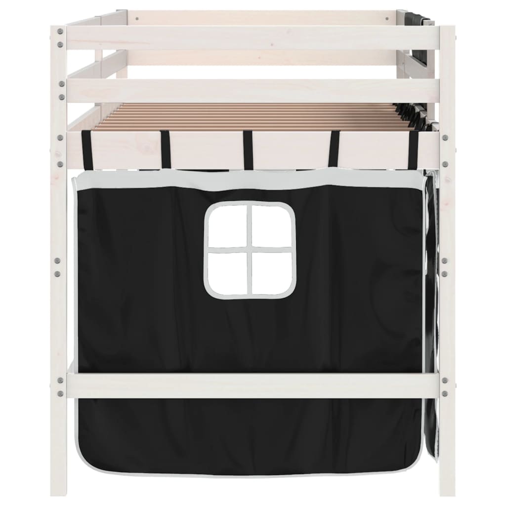 Lit mezzanine enfants avec rideaux sans matelas 90x200cm