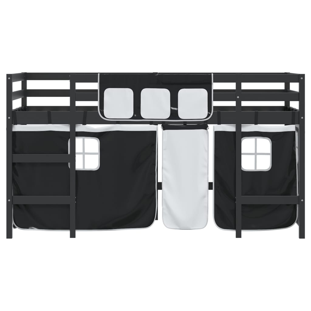 Lit mezzanine enfants avec rideaux sans matelas 90x200cm