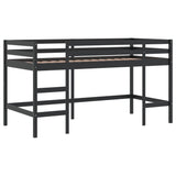 Lit mezzanine enfants avec rideaux sans matelas 90x200cm