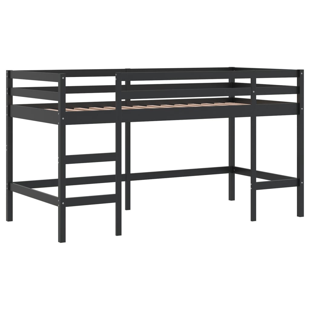 Lit mezzanine enfants avec rideaux sans matelas bleu 90x200cm