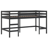 Lit mezzanine enfants avec rideaux sans matelas bleu 90x190 cm