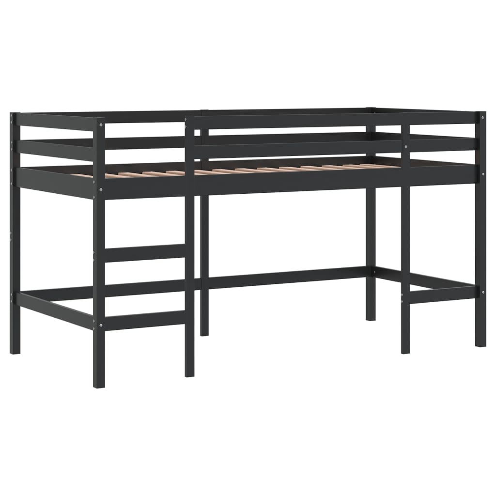 Lit mezzanine enfants avec rideaux sans matelas rose 90x190 cm