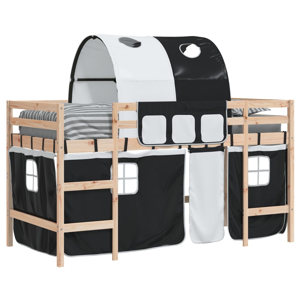 Lit mezzanine enfants avec tunnel sans matelas 80x200 cm