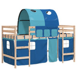 Lit mezzanine enfants avec tunnel sans matelas bleu 80x200 cm