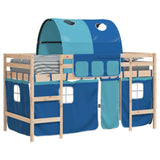 Lit mezzanine enfants avec tunnel sans matelas bleu 80x200 cm